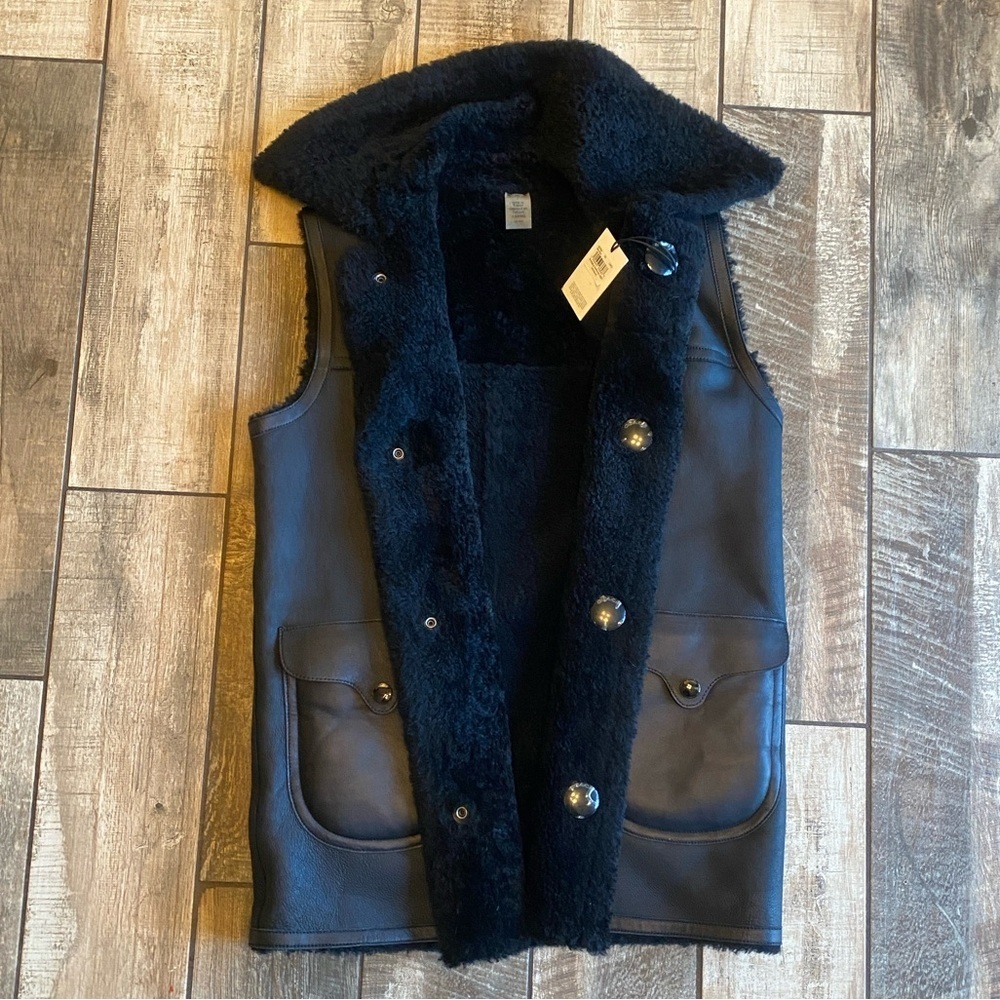 Coach Black Lamb Leather Shearling Reversible Vest 🆕 - Picture 5 of 14
